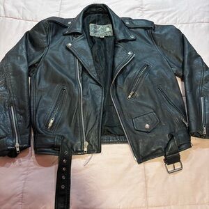 Vintage Prestige brand leather biker jacket